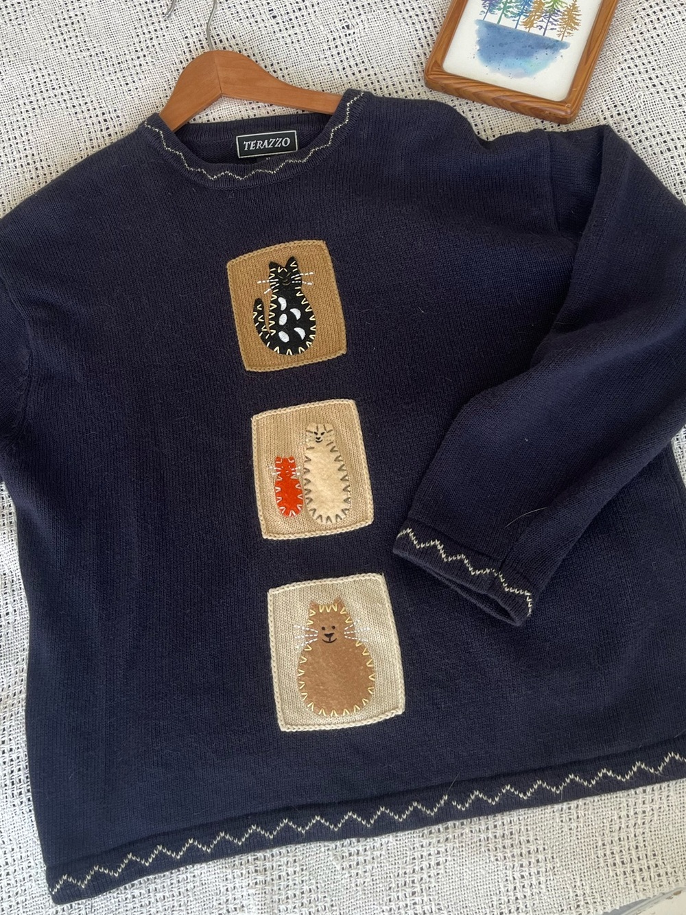Vintage Granny Cat Sweater